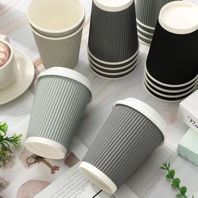 Whaline 100Pcs Gray Disposable Coffee Cups - Image 3