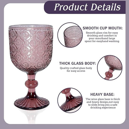 Purple pink Wine Glasses set of 6, 14 oz Purple pink Goblets Glassware - Image 4