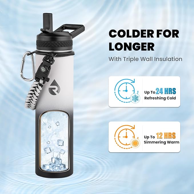 RAYMYLO Insulated Water Bottle 24 oz, Triple Wall Vacuum Stainless Steel | - Image 2