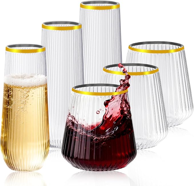 56 Pack Plastic Wine Glasses Champagne Flutes, Plastic Champagne Flutes by Lueumxc