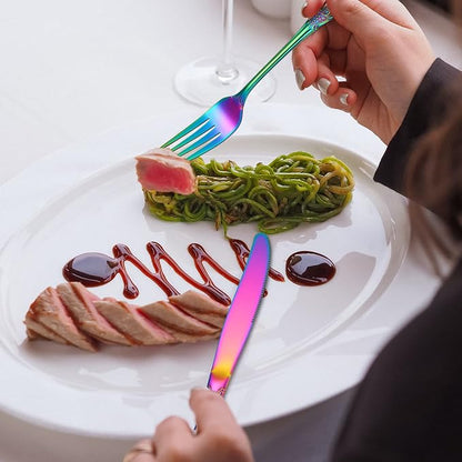 Retro Silverware Rainbow Set for 4 Stainless Steel Flatware 20 Pieces include - Image 3