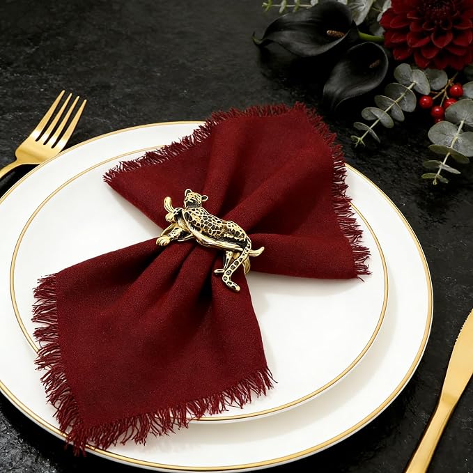 Gold Leopard Napkin Rings Set of 12 Fall Safari Napkin Rings - Image 2