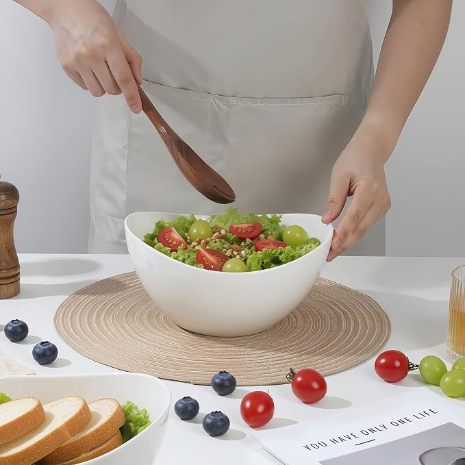 Samsle Porcelain Large Serving Bowl Set, 48 Oz Big Salad bowls, Large Serving - Image 6