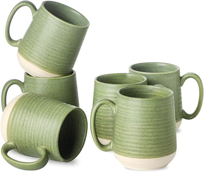 HASENSE Porcelain Coffee Mugs Set of 6, 15 Ounce Large Ceramic Coffee Cups Set by Hasense