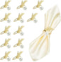 FrutPunch Gold Wheat Ear Pearl Shaped Napkin Rings Set of 12 | Gold Napkin Rings by FrutPunch