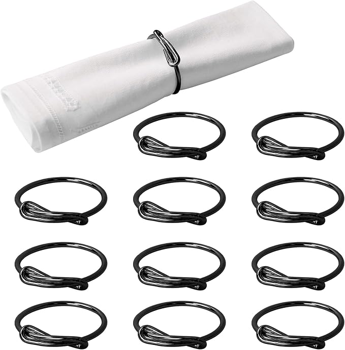 wonlex Elegant Modern Napkin Ring Buckles Set of 12 Cute Brushed Napkin Rings by wonlex