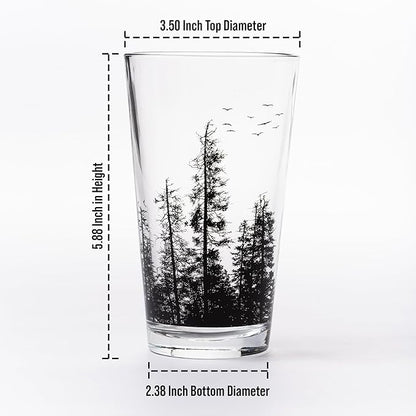 Black Lantern Pint Glasses Forest Animal Landscape Pint Glasses Set - 2 16oz. Beer Glasses