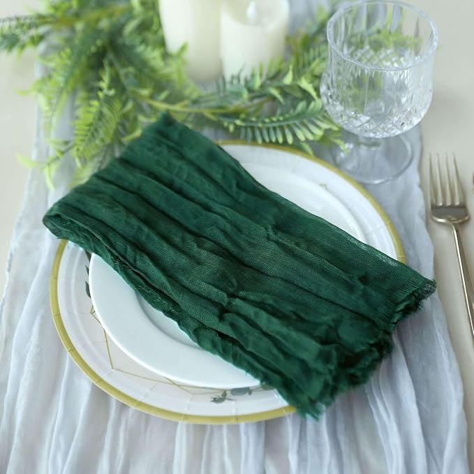 Efavormart 5 Pack 24"x19" Hunter Emerald Green Matte Gauze Cheesecloth Napkins - Image 2