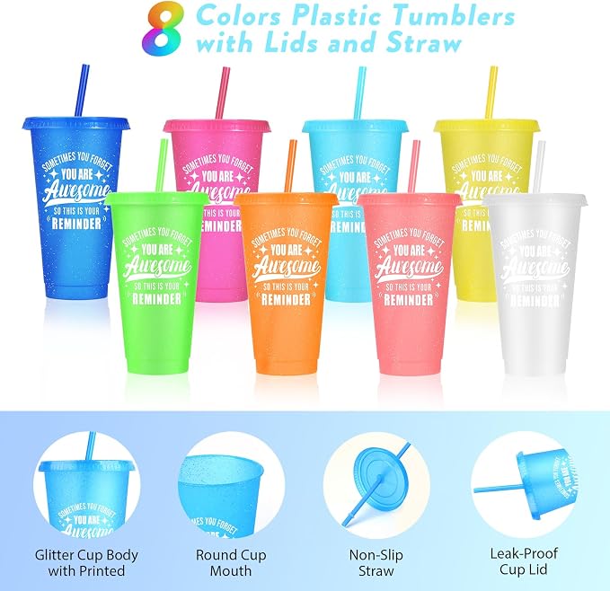 24 Pack Plastic Tumblers with Lids and Straws, Sometime You Forget You Are - Image 3