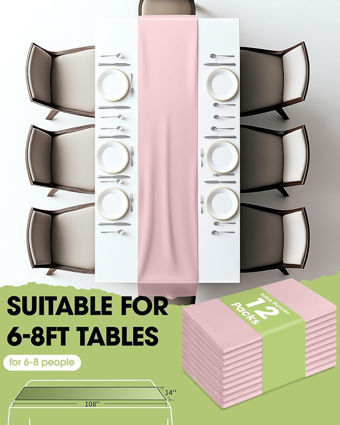 Pureegg Plastic Table Runners Disposable 12 Pack, 14 x 108 Inch Table Runner - Image 5