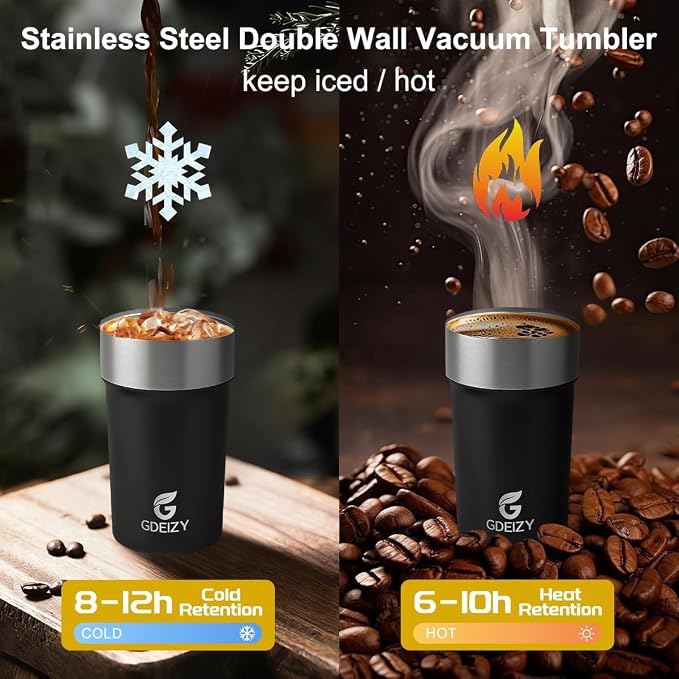 17oz Insulated Travel Coffee Mug, Stainless Steel Cup - Image 2