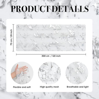 Artoid Mode Marble Pattern White Gauze Table Runner 10FT, Glitter Metallic Foil - Image 7