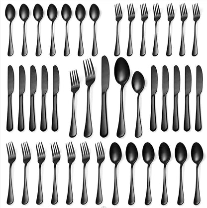 20 Pcs Black Silverware Set, Stainless Steel Flatware Set by WISKEMA