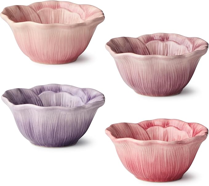Wildflowers 3‑D Ceramic ICE CREAM/DESSERT BPWLS, sculpted floral bowls by CERTIFIEDINTERNATIONAL