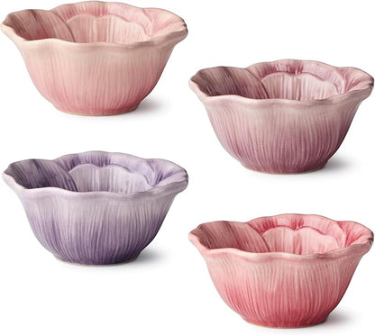 Wildflowers 3‑D Ceramic ICE CREAM/DESSERT BPWLS, sculpted floral bowls by CERTIFIEDINTERNATIONAL