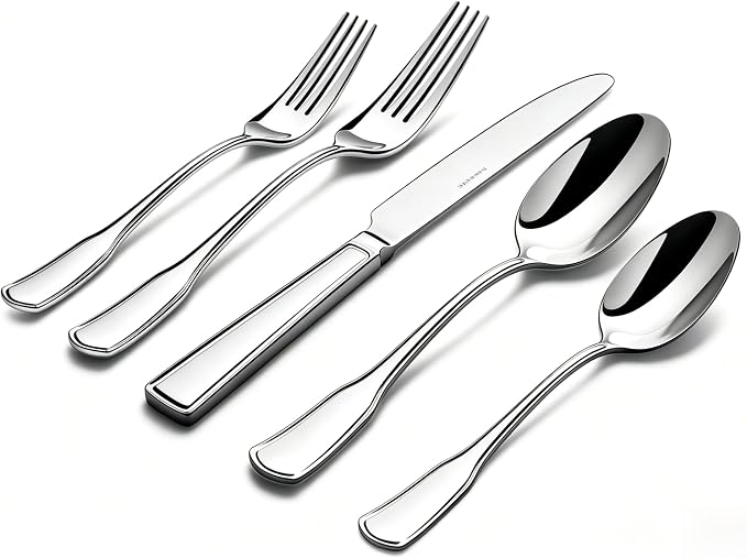 40 Piece Silverware Set for 8, 18/10 Stainless Steel | 18/10 Stainless Steel by KINGSTONE