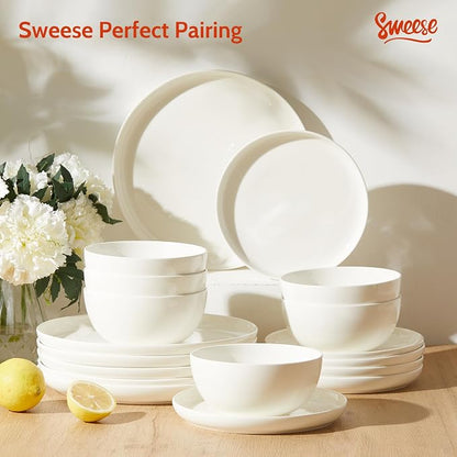 Sweese Porcelain Bowls Set of 6, 20oz Lightweight Round Cereal Bowls Set - Image 9