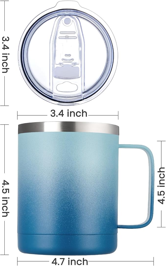 MEWAY 12oz Coffee Mug With Handle 2 Pack Bulk, Stainless Steel Insulated Travel - Image 4