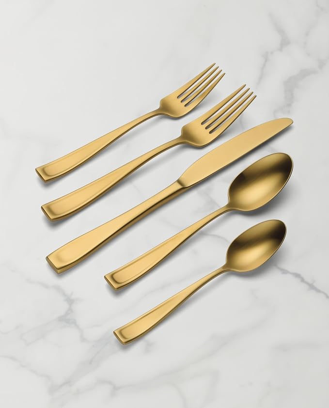 Oneida Moda Gold Satin 20-Piece 18/10 Silverware Set - Image 5
