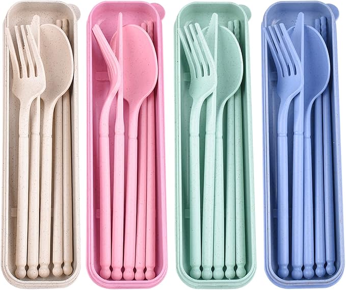 Camping Utensil Set, Reusable Utensils Set by CUNTAUK