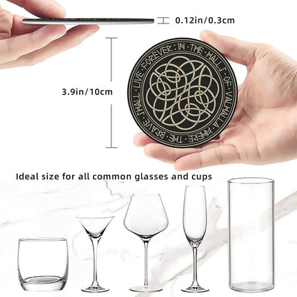 Black Viking Magical Runic Runes Leather Drinks Coasters - Image 4