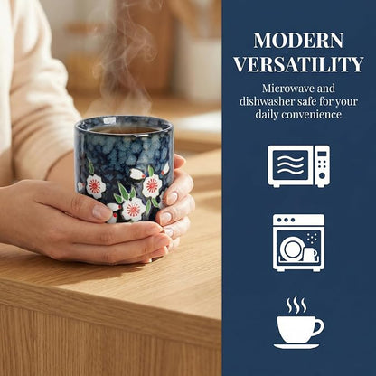Japanese Tea Cups, 10 Oz Ceramic Handleless Coffee Mugs, Microwave Dishwasher - Image 7