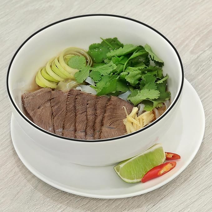 40 oz Soup Bowls, Ramen Bowls, Pho Bowls Set of 4, 7 Inch Rimmed Off White - Image 3