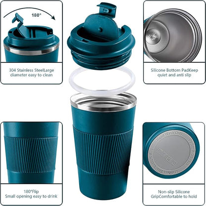 Insulated Travel Coffee Mug, Stainless Steel Coffee Cup - Image 2