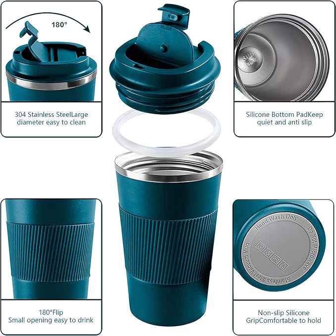 Insulated Travel Coffee Mug, Stainless Steel Coffee Cup - Image 2