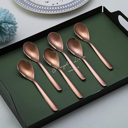 Copper Demitasse Espresso Spoons, 5.5'' Mini Coffee Spoons, Dishwasher Safe - Image 3