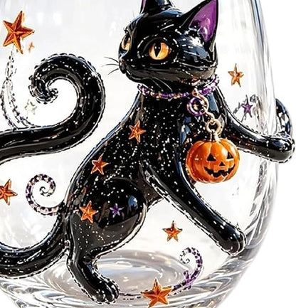 Halloween 3D Embossed Handmade Glass Tumbler Pumpkin Ghost | Handmade Halloween - Image 4