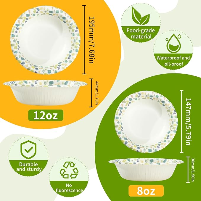 30 Pcs Small Paper Bowls, 8 oz Disposable Bowls, Soak Proof, Cut Proof - Image 2
