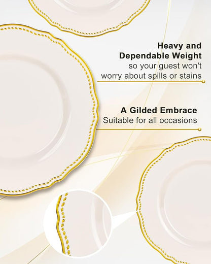 60 Pcs Ivory Gold Dinner Plates - Image 4