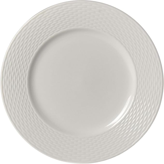 Tabletops Gallery Embossed Bone White Porcelain Round Dinnerware Collection- - Image 8