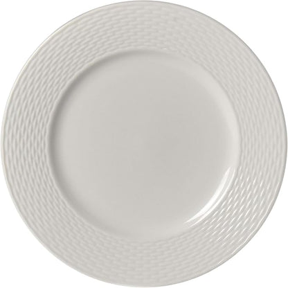 Tabletops Gallery Embossed Bone White Porcelain Round Dinnerware Collection- - Image 8