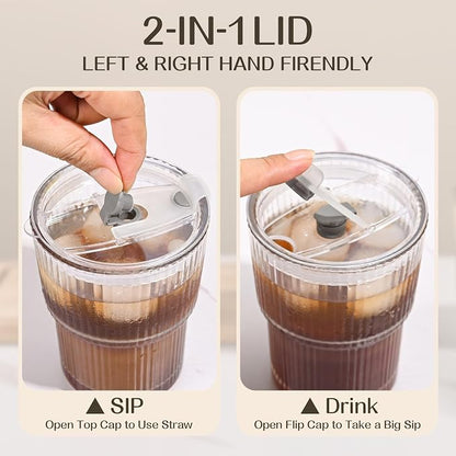 13oz Iced Coffee Cups, Reusable Tumbler Glass to Go Cup - Image 4