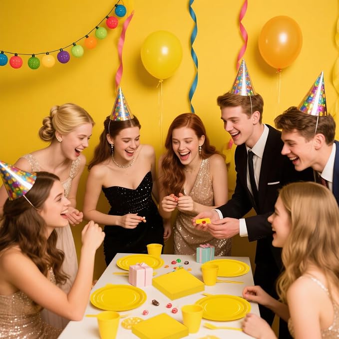 50PCS Yellow Paper Plates and Napkins, 7Inch Solid Yellow Dessert Plates | - Image 7