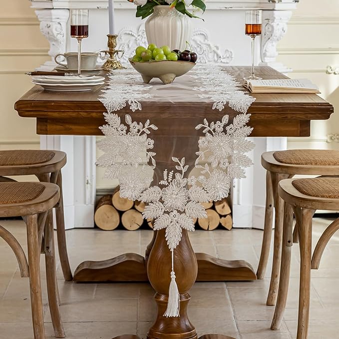 Embroidered Lace Table Runner by Huierxun