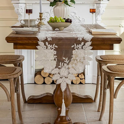 Embroidered Lace Table Runner by Huierxun