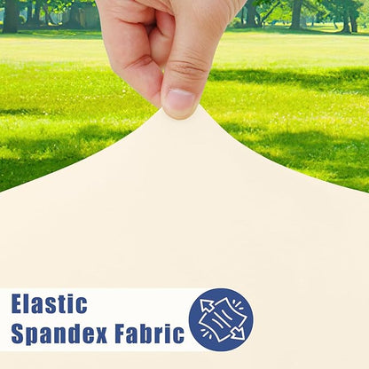 Spandex 4 Foot Rectangle Table Cloth 2 Pack, Elastic Fitted Tablecloths for Picnic, Stretch Washable Patio Table Cover for Outdoor, Camping, Banquet and Parties (Champagne, 30"x48")