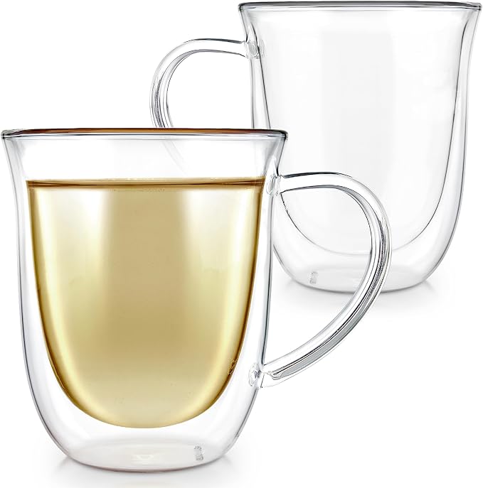 Teabloom Double Walled Borosilicate Glasses – Set of 2 Insulated Glass Cups by Teabloom