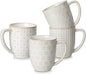 MALACASA LYDIA 16 Oz Coffee Mugs Set of 4, Ceramic Embossed Cups | by MALACASA