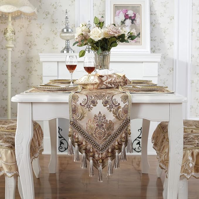 French Country Luxury Floral Pattern Table Runner by JAIJY