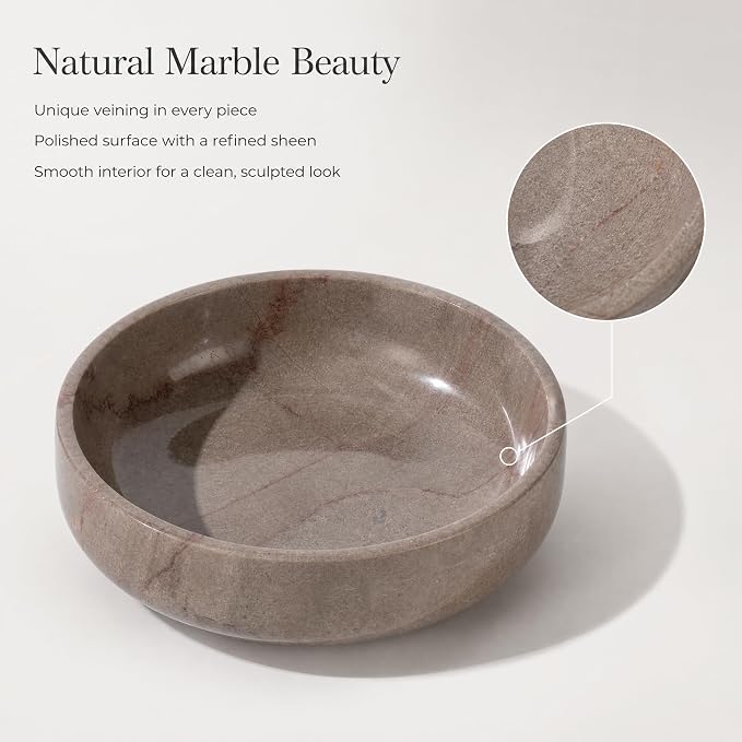 Natural Marble Decorative Bowl 17cm 4.5cm Height, Fruits Modern Home Decor - Image 3