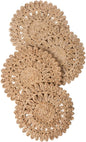 11.8" Set of 4 Round Corn Husk Placemats | Boho Woven Rattan Table Mats | Farmhouse Wicker Spring Plate Chargers Like Water Hyacinth, Seagrass for Wedding, Party, Christmas, Events