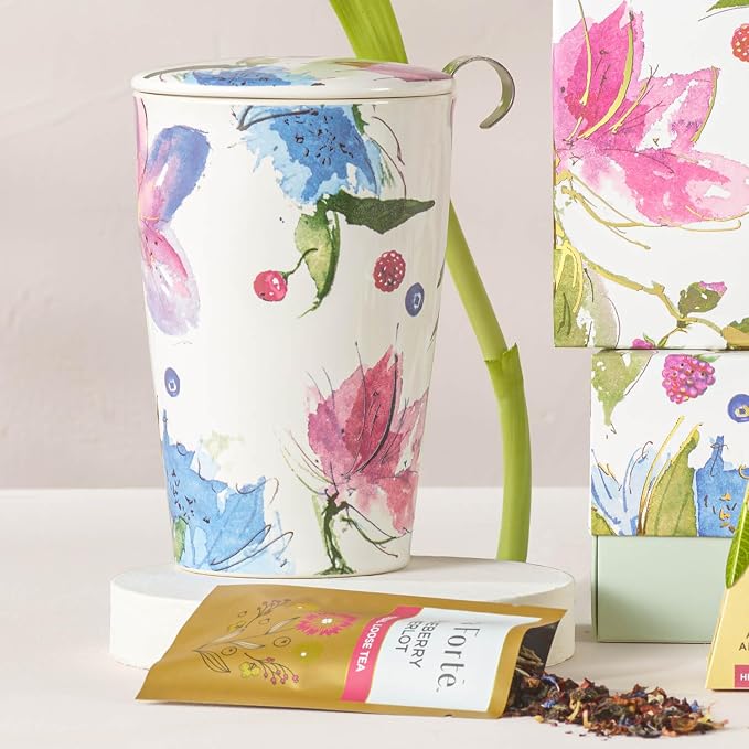 Tea Forte Double-Walled Ceramic Kati Cup, Herbal Retreat, 12 oz | Insulated - Image 2