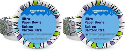 Amazon Basics Ultra Disposable Paper Bowls, 20 Oz, Microwave Safe, Soak Proof by AmazonBasics