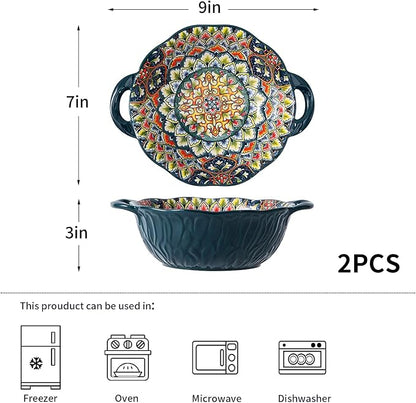 2 Pack Boho Ceramic Serving Bowls - Image 6