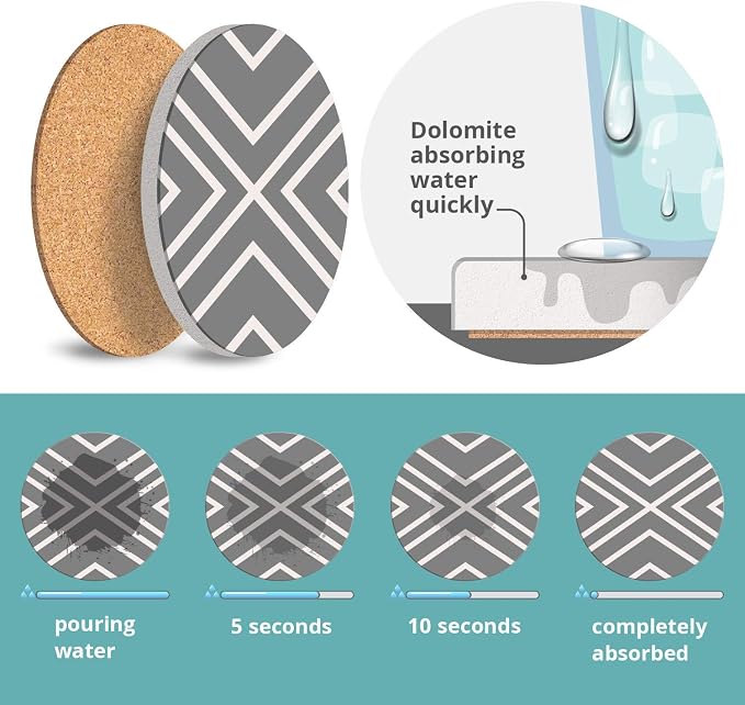 LIFVER Coasters for Drinks, Absorbent Coaster Set of 6 - Image 4