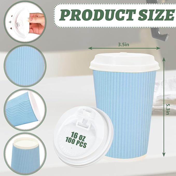 Whaline 100 Pcs Pastel Color Disposable Coffee Cups - Image 2